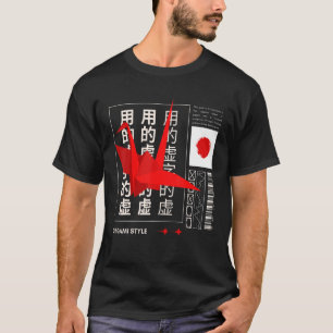 Camiseta Origami Personagem Japonês Grou Bandeira Japonesa 