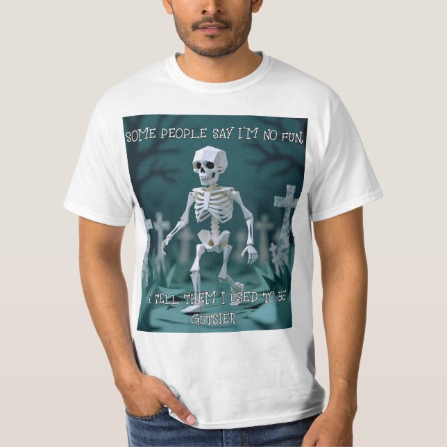 Camiseta Origami Punny Skeleton Halloween  (Frente)