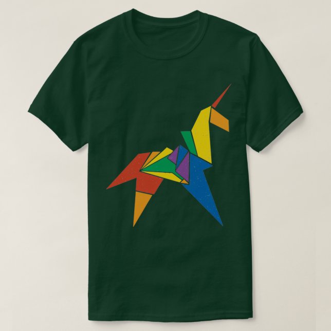 Camiseta Origami Unicorn Replicant LGBT (Frente do Design)