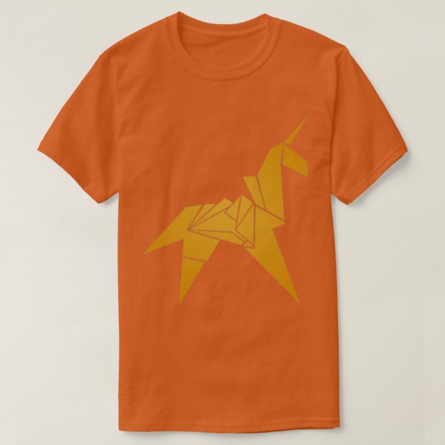 Camiseta Origami Unicorn Replicator Dourado (Frente do Design)