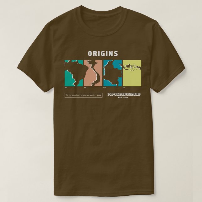 Camiseta Origens do café (Frente do Design)