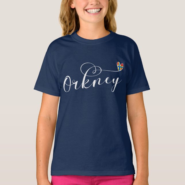 Camiseta Orkney Flag in Heart, Norte Isles, Escócia (Frente)