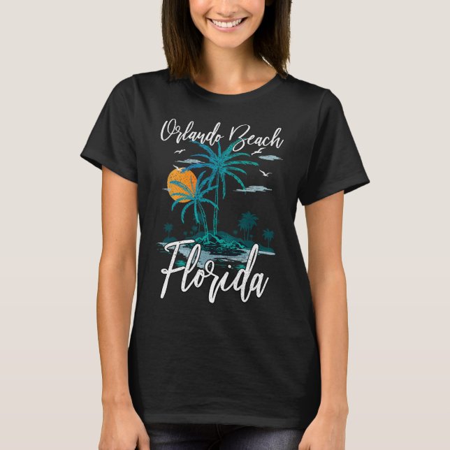 Camiseta Orlando Beach Family Vacing Palm Tree Su (Frente)