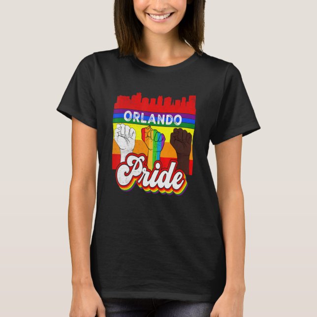 Camiseta Orlando Florida Pride Rainbow Orgulho gay Flag Lgb (Frente)