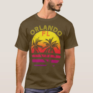 Camiseta Orlando Florida Vintage Sunset Colors Palm Trees