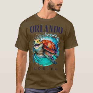 Camiseta Orlando Florida Watercolor Happy Sea Turtle