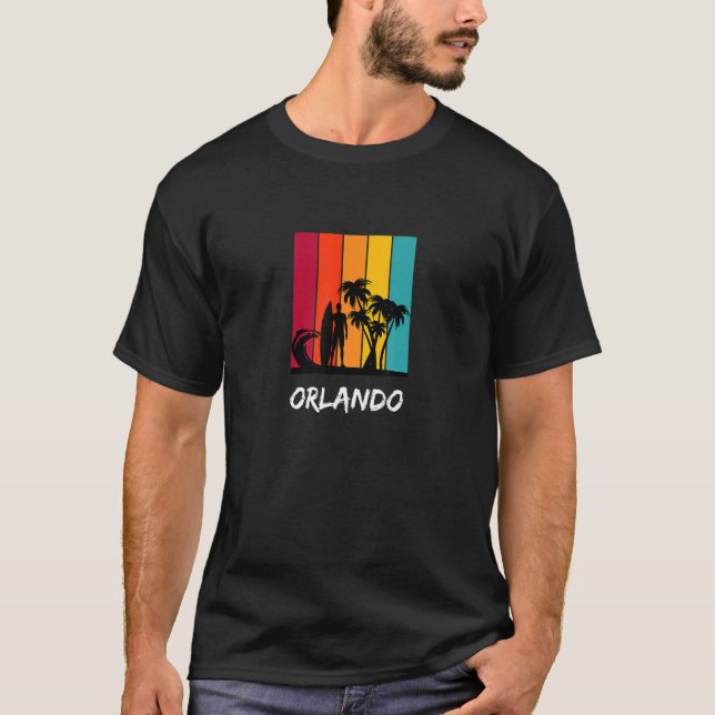 Camiseta Orlando Holiday Vacation Souvenir Retro Surfing (Frente)
