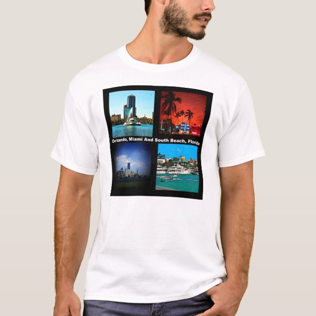 Camiseta Orlando, Miami, South Beach Collage (Frente)