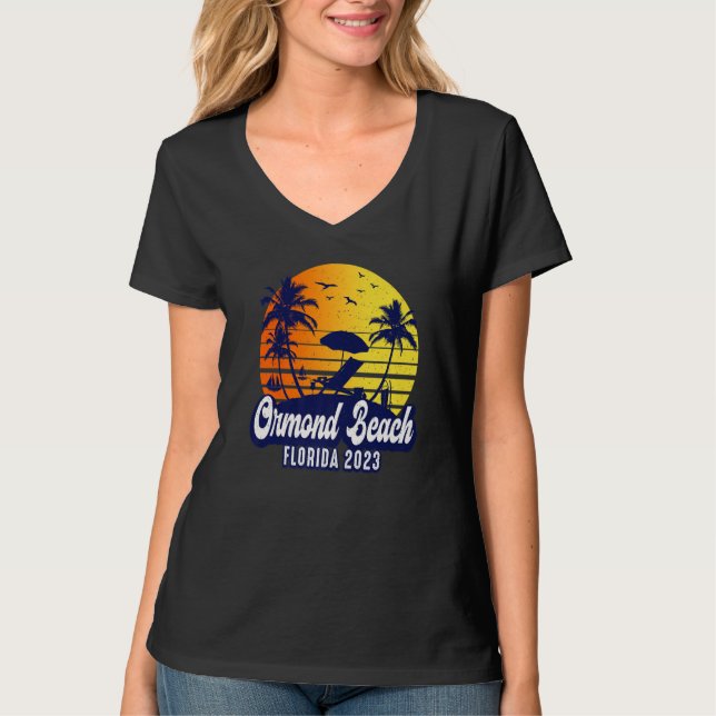 Camiseta Ormond Beach 2023 Florida Sunset Beach Retro Premi (Frente)