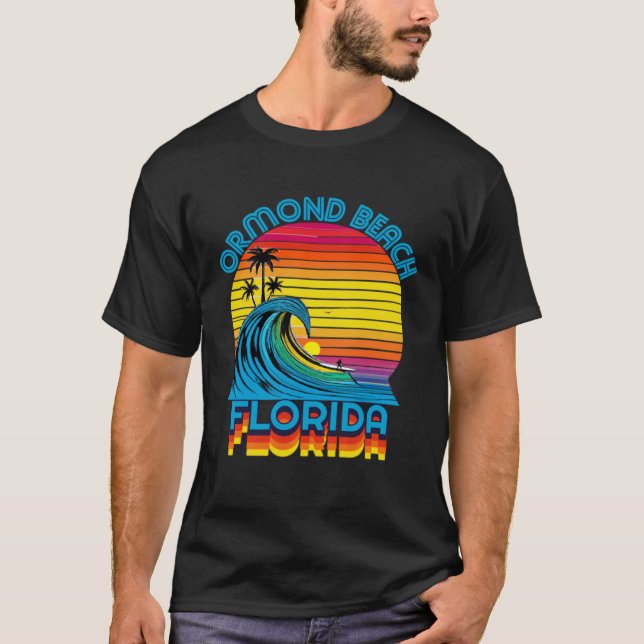 Camiseta Ormond Beach Florida Retro Throwback Surf & Beach  (Frente)