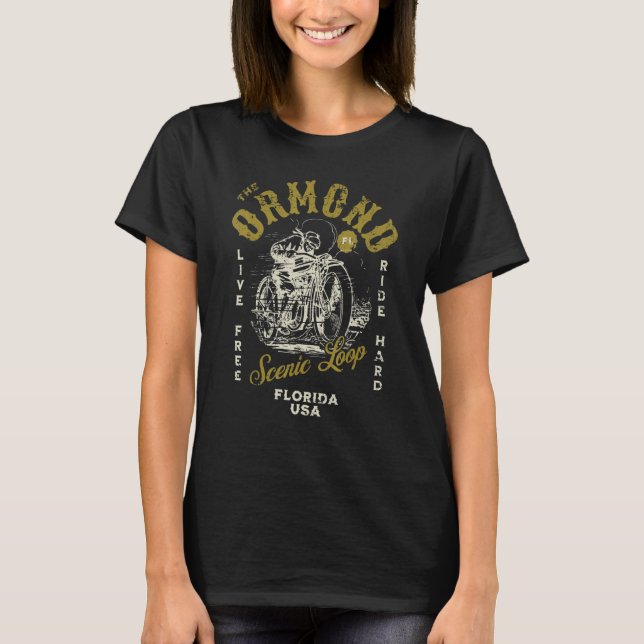 Camiseta Ormond Scenic Loop Florida Motorcycle Ride Distres (Frente)