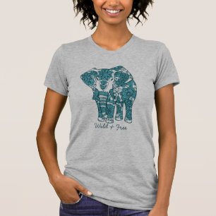 Camiseta Ornamentado de arte de elefante selvagem e livre