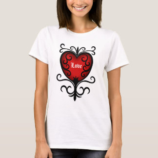 Camiseta Ornamentado elegante, coração gótico escuro