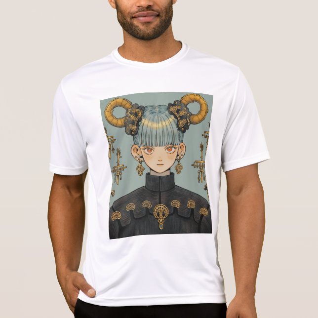 Camiseta Ornamentado Steampunk Fantasy Animy Girl (Frente)