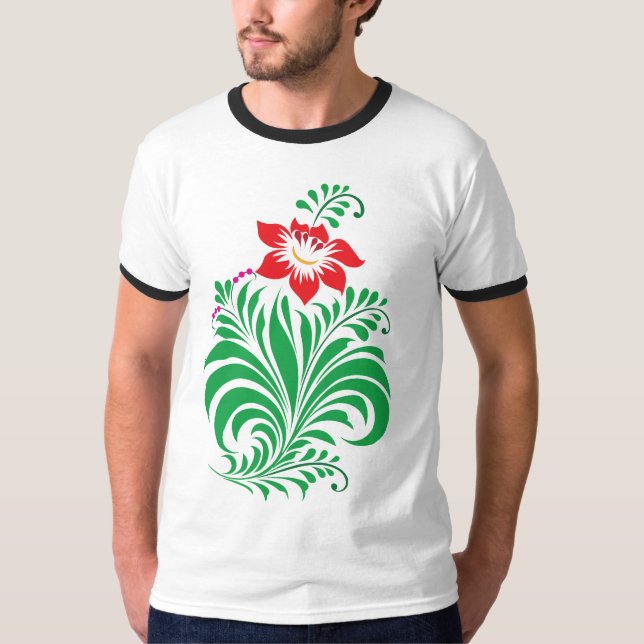 Camiseta Ornamental Floral Flower Design – Elegant (Frente)