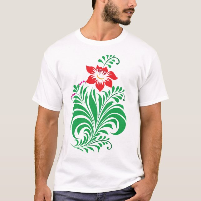 Camiseta Ornamental Floral Flower Design – Elegant (Frente)