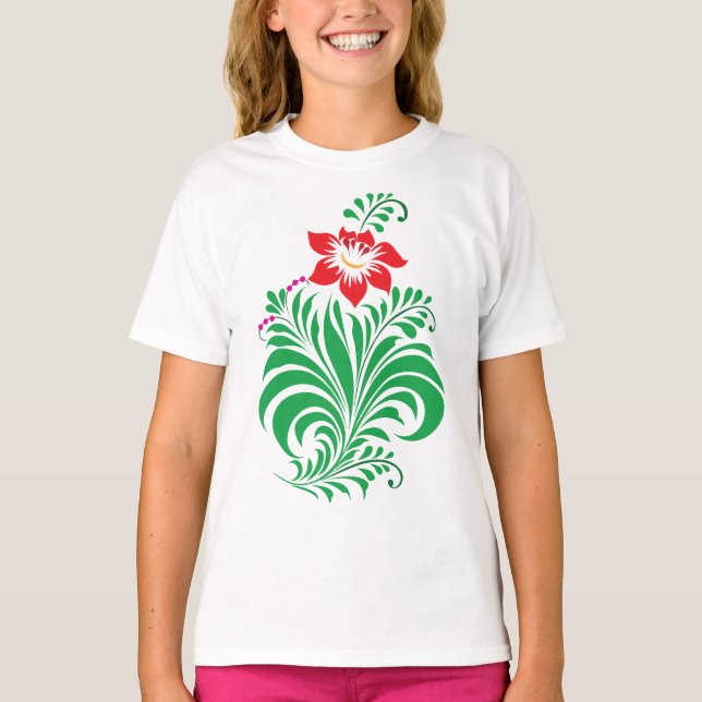 Camiseta Ornamental Floral Flower Design – Elegant (Frente)
