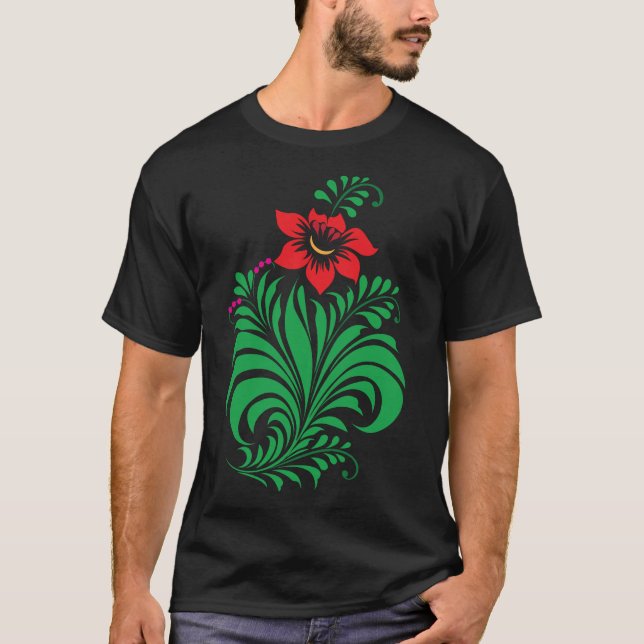 Camiseta Ornamental Floral Flower Design – Elegant (Frente)