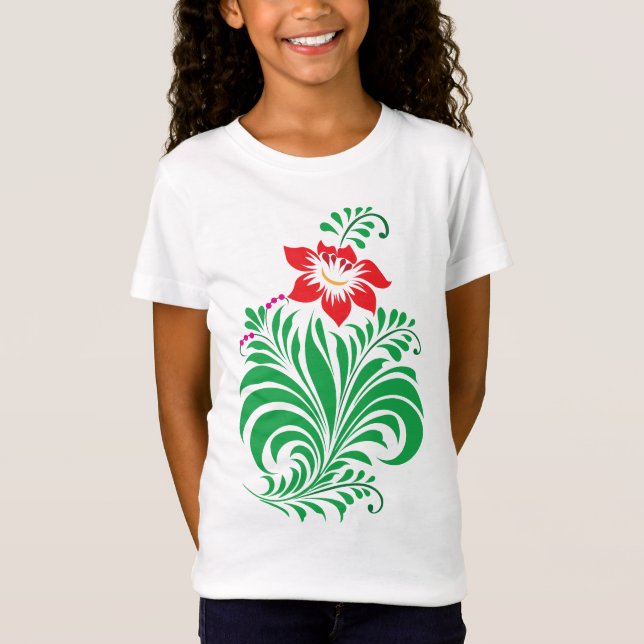 Camiseta Ornamental Floral Flower Design – Elegant (Frente)