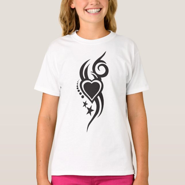 Camiseta Ornamental Floral Heart Tattoo  (Frente)