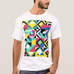 Camiseta Ornamento Decorativo de Formas Geométricas Colorid