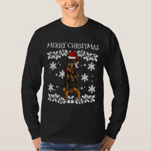Camiseta Ornamento Feliz de Natal Doberman Pinscher Xmas Sa