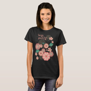 Camiseta Ornamento Floral de Peacock primavera Peach Garden