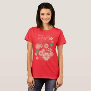 Camiseta Ornamento floral do pavão do vôo do jardim do