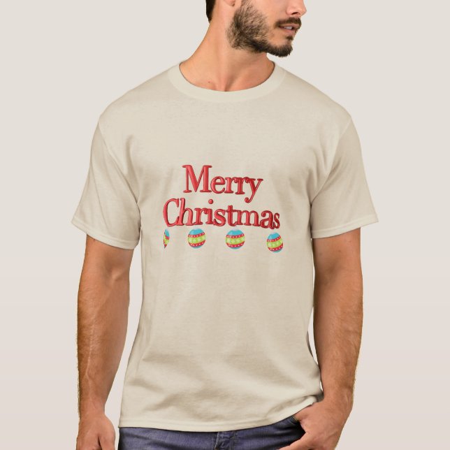 Camiseta Ornamentos 3D de Texto Feliz Natal (Frente)