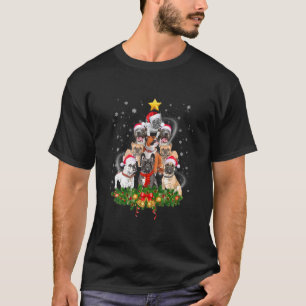 Camiseta Ornamentos de Árvore de Natal Pitbull Cães Pit Bu