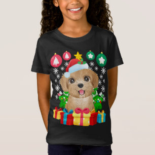 Camiseta Ornamentos de Árvore de Natal Xmas Cachorro Bonito