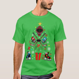 Camiseta Ornamentos de Árvores de Natal de Hockey Engraçado
