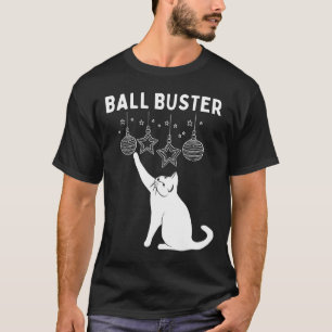 Camiseta Ornamentos de Natal de Gato Ball Buster Xmas Engra
