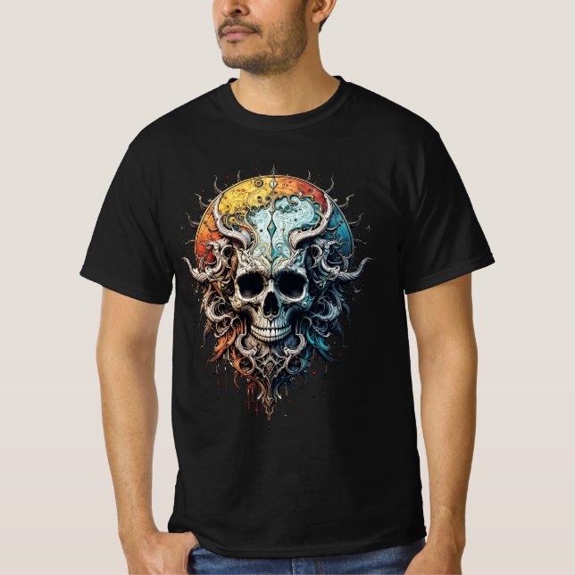 Camiseta Ornate Cosmic Skull Gothic Baroque Mandala  (Frente)