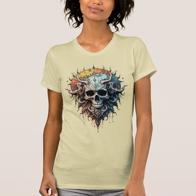 Camiseta Ornate Cosmic Skull Gothic Baroque Mandala  (Frente)