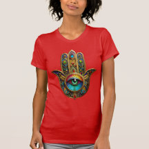 Ornate Dourado Colorido Hamsa Verde no Terceiro Ol