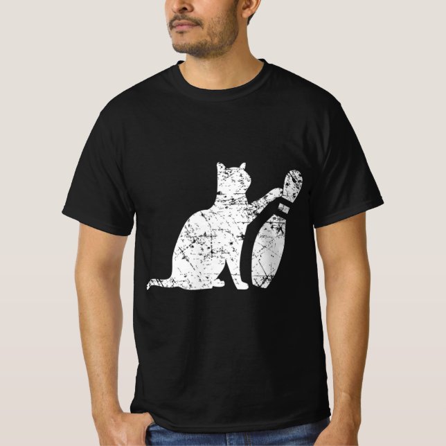 Camiseta Ornery Alley Cat Tipping Bowling Pin Fun Team Gift (Frente)
