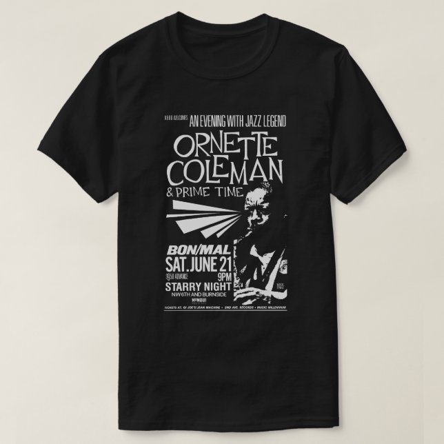 Camiseta Ornette Coleman e horário nobre (Frente do Design)