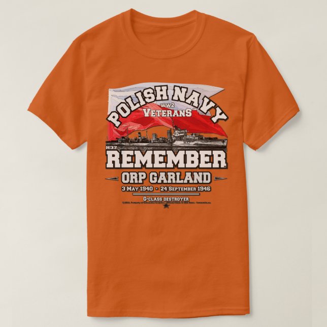 Camiseta ORP Garland Marinho Polonês WW2 (Frente do Design)