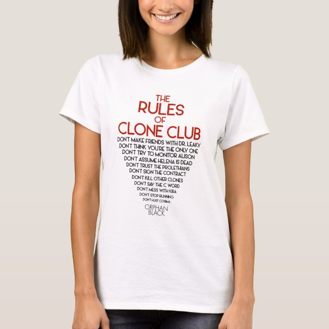 Camiseta Orphan Black | Regras do Clube Clone (Frente)