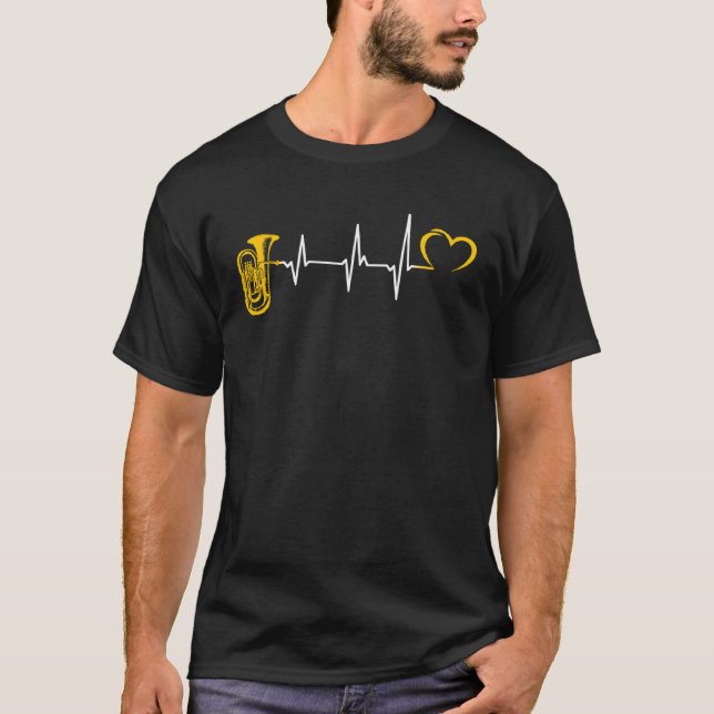 Camiseta Orquestra de latão Euphonium Heartbeat Euphonium (Frente)