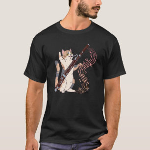 Camiseta Orquestra Musical Bassonista Gato Jogando Bassona