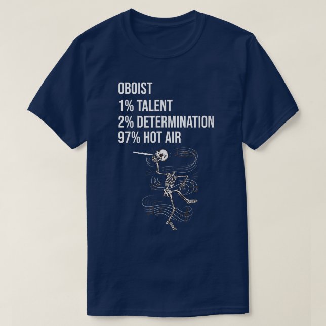 Camiseta Orquestra Musical Oboista Funny Skeleton Oboe Play (Frente do Design)