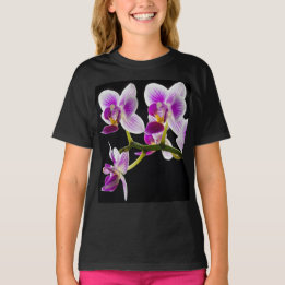 Camiseta Orquídea branca e roxa