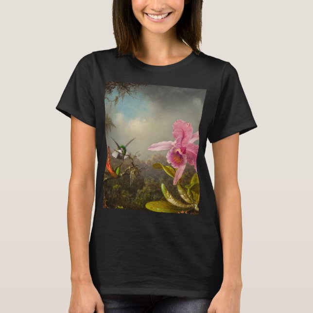 Camiseta Orquídea com dois beija-flores (Frente)