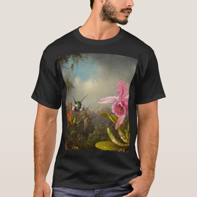 Camiseta Orquídea com dois beija-flores (Frente)
