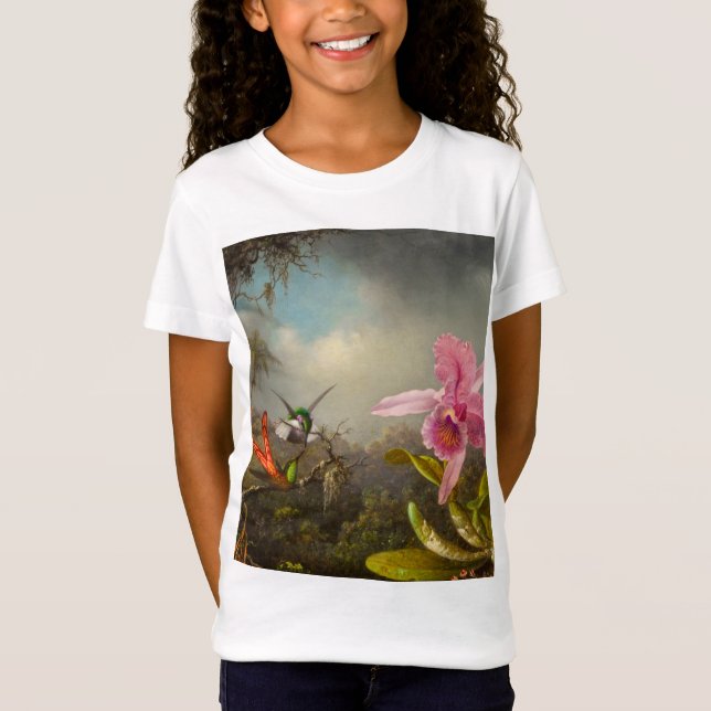 Camiseta Orquídea com dois beija-flores (Frente)