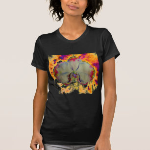 Camiseta Orquídea de fogo, abstrato vibrante, flor de aqua