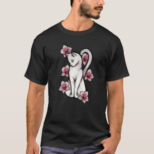 Camiseta Orquídea Gato Branco Flor