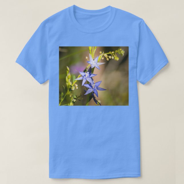 Camiseta Orquídea Sol Azul (Frente do Design)